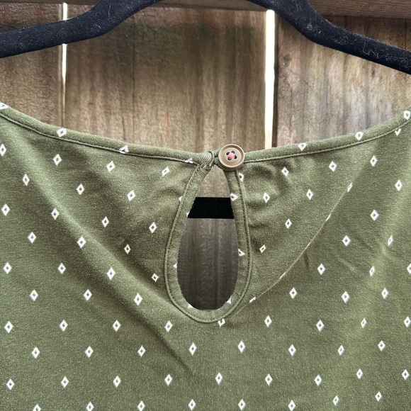 Matilda Jane Green Pin Dot Through Generations Bubble Sleeve Jersey Knit Blouse - Picture 8 of 8